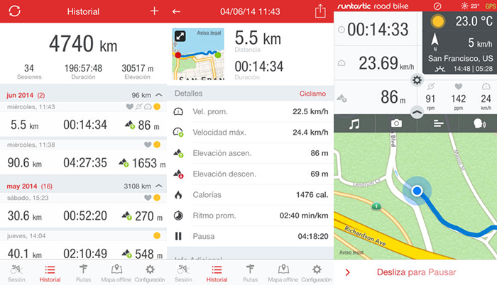 Application Runtastic Road Bike PRO